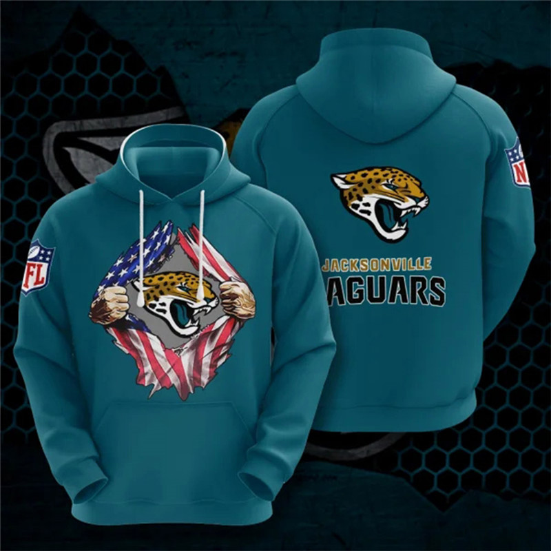 Men's Jacksonville Jaguars Teal NFL 3D Trending T-Shirt Hoodie